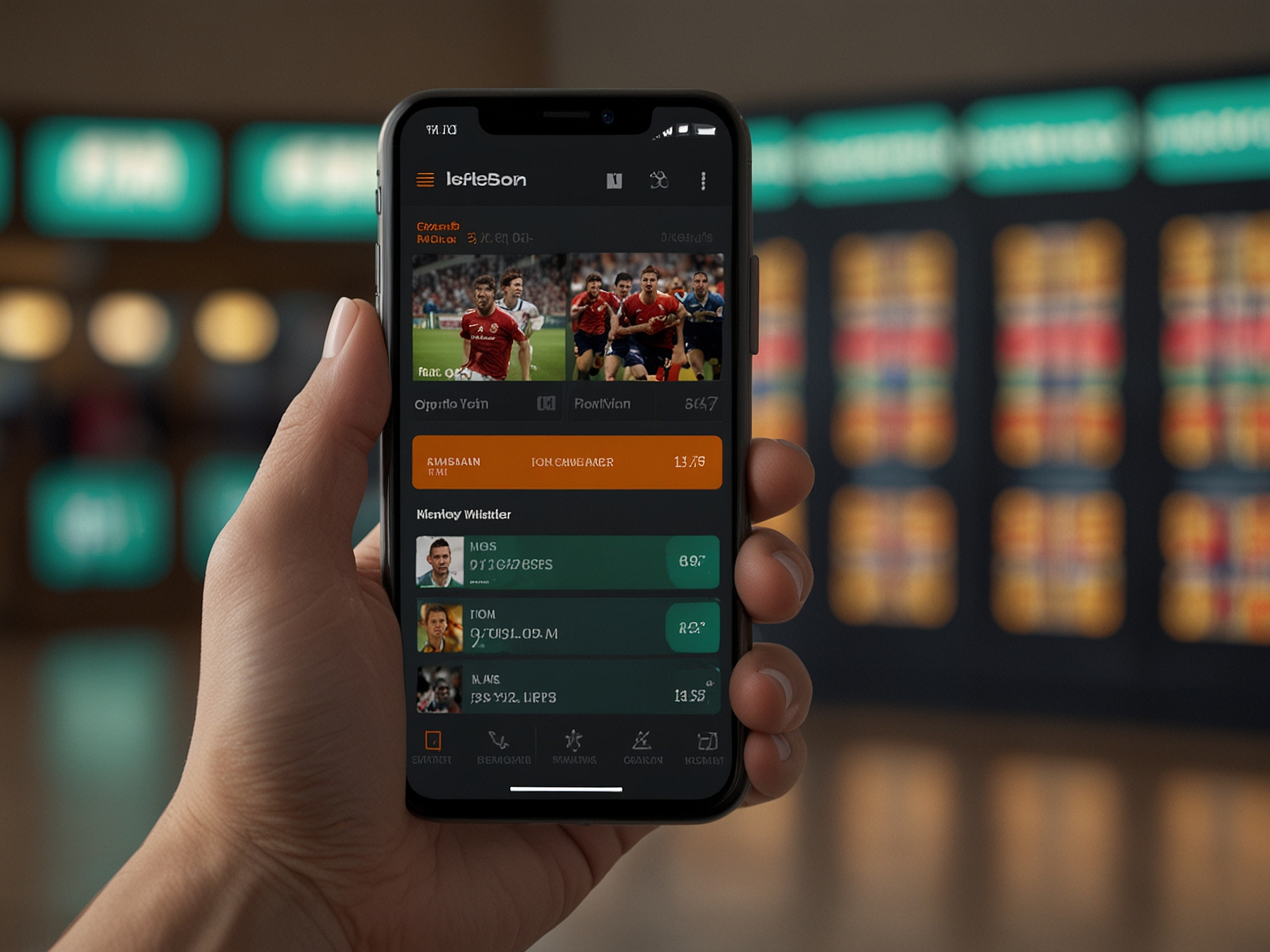 Pantalla de app de apuestas en móvil